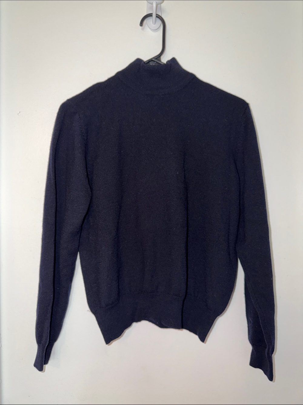 Vintage Charter Club Pure New Wool Mock Neck Sweater Navy Blue Medium